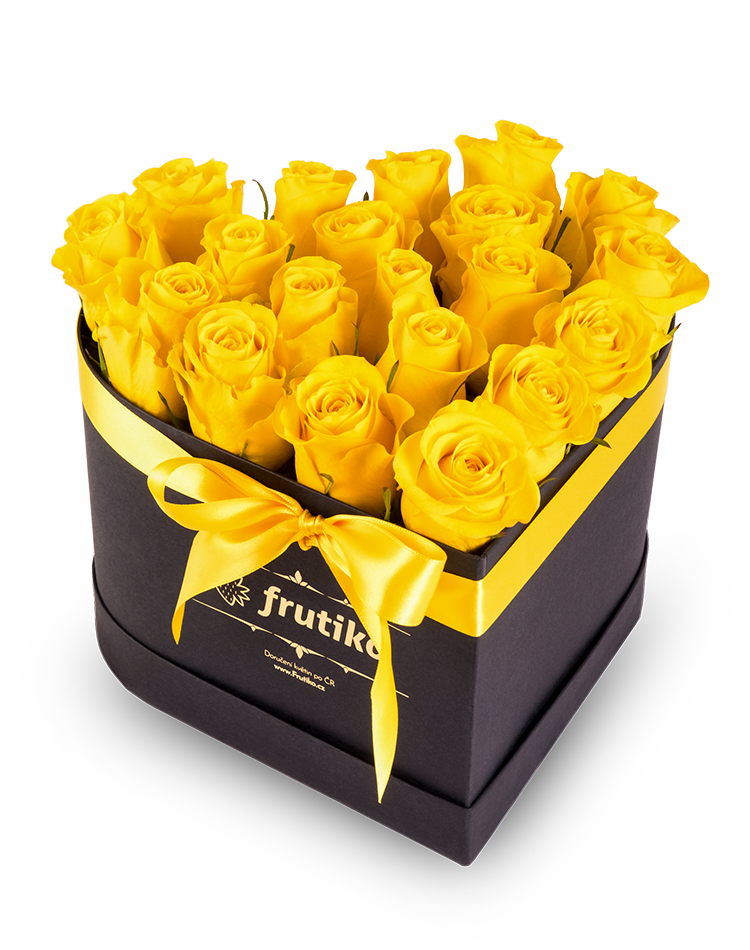 Srdcová krabice žluté růže - rozvoz, dárek